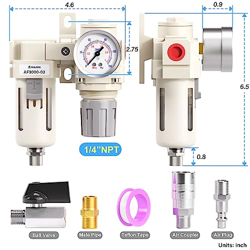 TAILONZ 3/8"NPT 2-in-1 Filter Regulator (AF3000+AR3000) - color: Filter+Regulator, size: 3/8"NPT