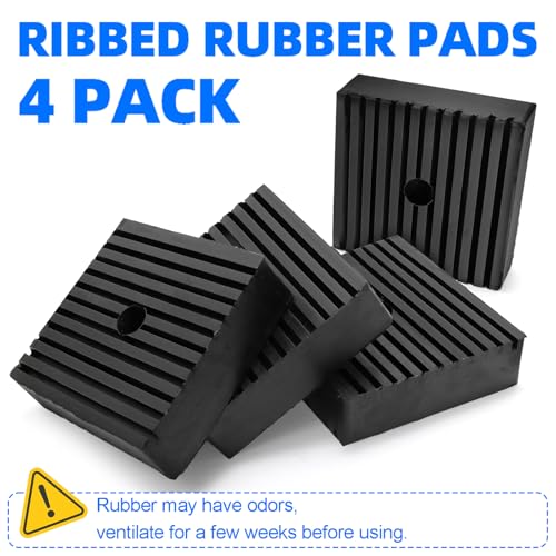 Bekith 4 Pack Anti Vibration Pads, Ribbed Rubber Vibration Isolation Pads, Shock Pad for Air Compressor, HVAC, Air Conditioner, Washer and Dryer, Treadmills, 4" x 4" x 1.2"