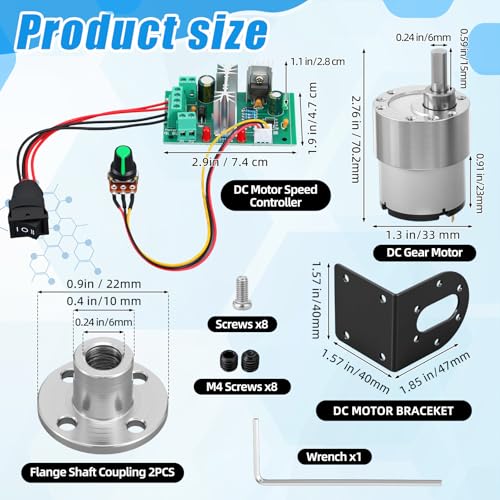 Copkim 12V DC Geared Motor Kit, 100rpm - style: 100rpm