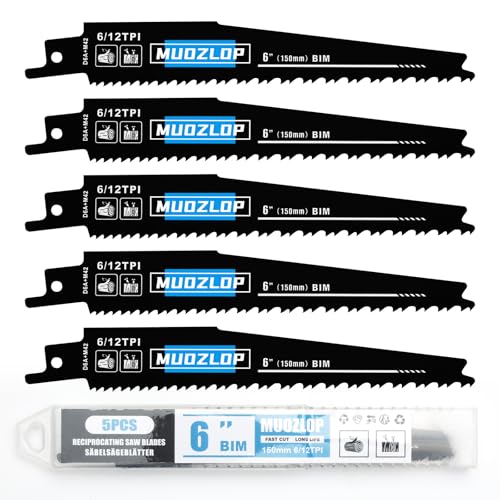 5Pack 6inch 6/12TPI Woodcutting Reciprocating Saw Blades Set - size: 6/12TPI/6 inch