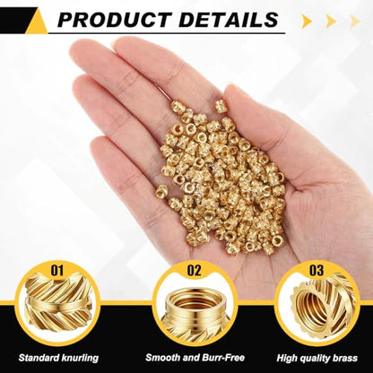 Yaocom 300 Pcs M3 Threaded Inserts M3 x D4.5 x L5 Heat Set Inserts - size: M3 X D4.5 X L5