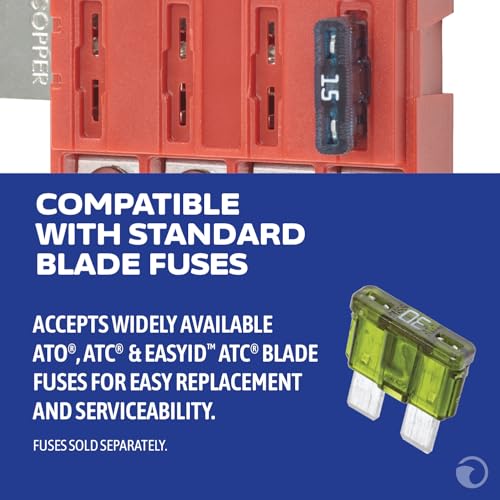 Blue Sea Systems ST Blade Fuse Block Battery Terminal Mount 4 Way Circuit Kit, 100 Amps, 5024 - color: With cover, style: 4 Circuit + Neg - Terminal Mount