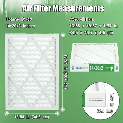 14x20x2 Air Filter TRIGHTFILTERS, Durable MERV 8 Pleated Home HVAC AC Furnace Heater Filters Replacement, Lightweight Compact Air Conditioner Filters 4 Pack - size: 19.6" x 13.6" x 1.8"