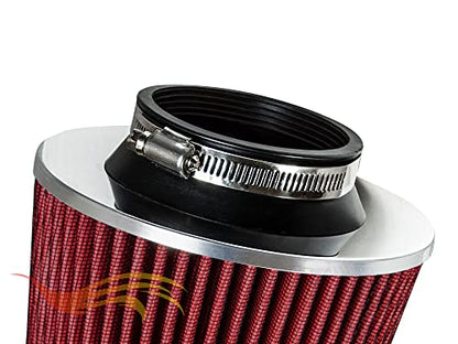 Rtunes Racing 2.75-Inch 70mm Washable Dry Clamp-On Cone Air Filter, Red - size: Standard 2.75"