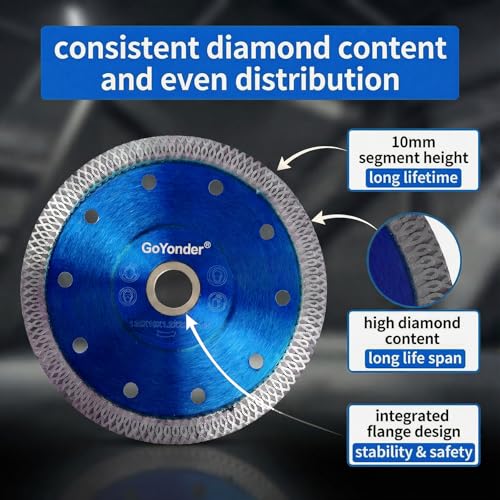 GoYonder 10pcs 5" Diamond Saw Blades for Angle Grinder - Cutting Porcelain, Granite, 115mm Tile Blade - size: 5"-10 PCS