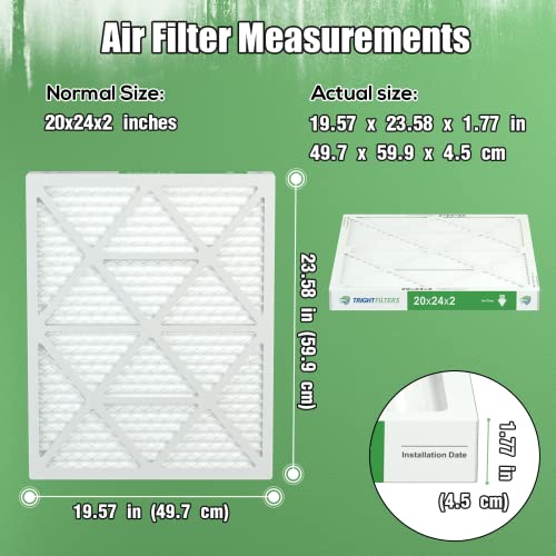 20x24x2 Air Filter TRIGHTFILTERS, Durable MERV 8 Pleated Home HVAC AC Furnace Heater Filters Replacement, Lightweight Compact Air Conditioner Filters 4 Pack - size: 23.6" x 19.6" x 1.8"