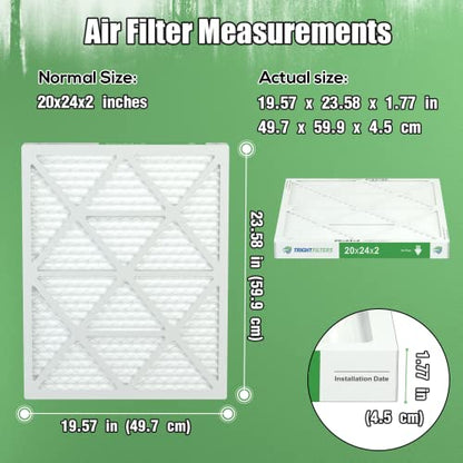 20x24x2 Air Filter TRIGHTFILTERS, Durable MERV 8 Pleated Home HVAC AC Furnace Heater Filters Replacement, Lightweight Compact Air Conditioner Filters 4 Pack - size: 23.6" x 19.6" x 1.8"