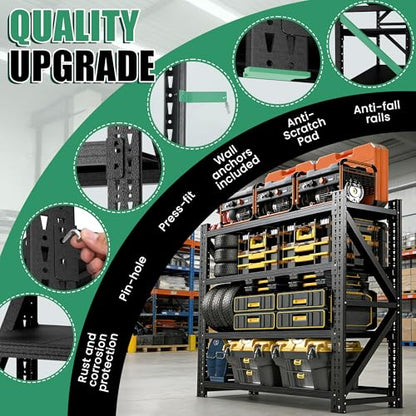 4-Tier Heavy Duty Garage Shelving，Industrial Shelving for Home & Shop,Garage Storage Racks Heavy Duty Steel Shelves,Large Capacity Metal Rack for Garage,Basement,Pantry,Workshop - size: 24"D*60"W*69"H