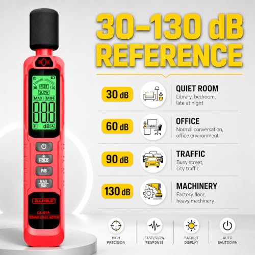 GL81A Digital Sound Level Meter,30‑130dB A‑Weighted SPL Tester-BLACK-RED - color: Red