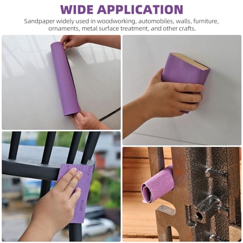 POLIWELL 120 Grit Sanding Sheets 20 PCS 9 x 11 Inch Purple Alumina - style: 120Girt