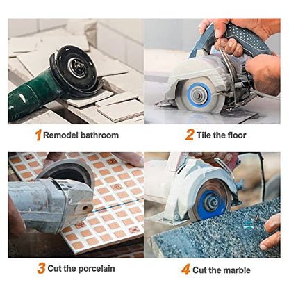 Super Thin Diamond Porcelain Saw Blade with X Teeth,BRSCHNITT 2pcs 9 Inch (230mm) x Arbor 1"-7/8" Angle Grinder Diamond Cutting Disc for Dry/Wet Cutting Porcelain Tile Ceramic Marble Granite - size: 230mm(9")
