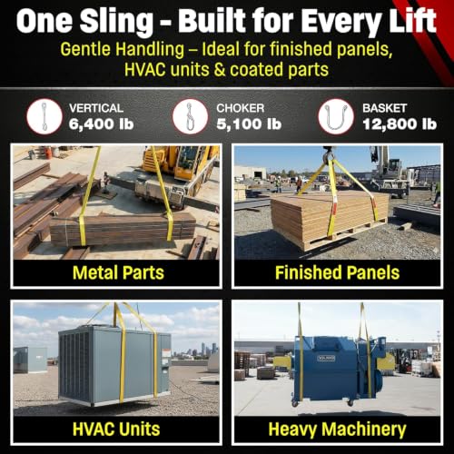 DD Sling (USA Made). 2" wide X (4' to 20' lengths) in Listing! 2 Ply Twisted Eye, Nylon Lifting Slings, Eye & Eye, Heavy Duty (900 webbing), 6,400 lbs Vertical, 5,100 Choker, 12,800 Basket Load Capacity (2inX4ft) - size: 2 in x 4 ft