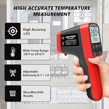 Digital Pyrometer -58°F to 2912°(-50°C to 1600°C) High Temp Thermometer Gun