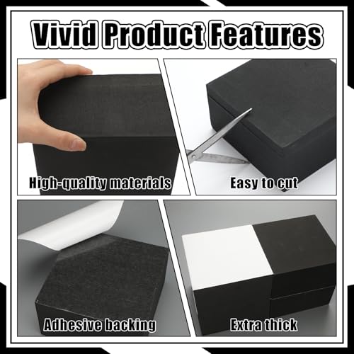 4 Pcs 3" Thick Foam Padding Sheet with Adhesive Backing Closed Cell - color: Black, size: 3 Inch Thick, 6 x 6 Inches