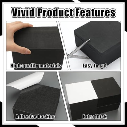4 Pcs 3" Thick Foam Padding Sheet with Adhesive Backing Closed Cell - color: Black, size: 3 Inch Thick, 6 x 6 Inches
