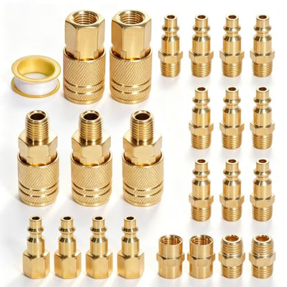 24Pcs 1/4” NPT Air Hose Fittings Coulper & Plug Air Compressor Kit