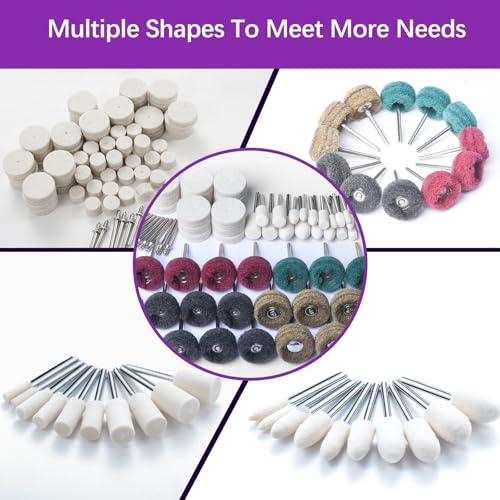 120 PCS Polishing Kit for Dremel, Abrasive Buffing Wheels for Rotary Tool Accessories with 1/8 Inch Shank, Polishing Bits for Metal Wood Watch Jewelry Brass - style: Polishing Kit