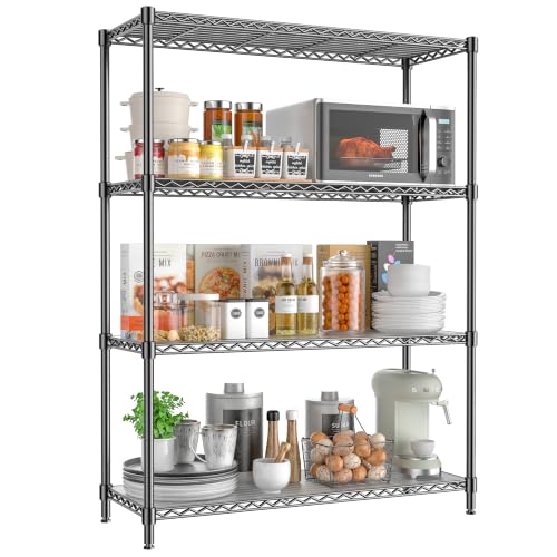 4-Tier Adjustable Storage Shelves 600LBS Heavy Duty Wire Shelving - color: Black, size: 36" W x 14" D x 54" H-4 Tier