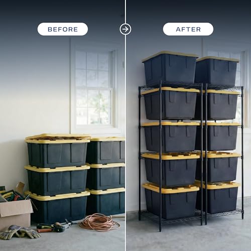 MonsterRAX 2-Pack 5-Tier NSF Bin Rack for 27-Gal Totes, Black - color: Black