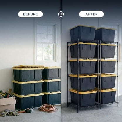MonsterRAX 2-Pack 5-Tier NSF Bin Rack for 27-Gal Totes, Black - color: Black