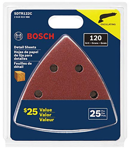 BOSCH SDTR122C 25 Pc. 3-3/4 in. 120 Grit Detail Sanding Sheets for Wood - size: 25 Pack, style: 120 Grit