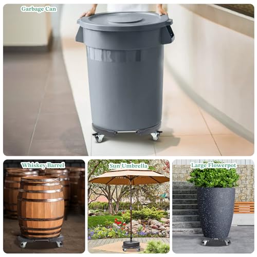W B D WEIBIDA Round Dolly with Wheels Heavy Duty, Adjustable Pot Dolly 16-20 Inch, Large Plant Mover Indoor Outdoor, Muti Functional Rolling Dolly Cart for Trash Can, Keg, Drum, Barrel - color: Gray
