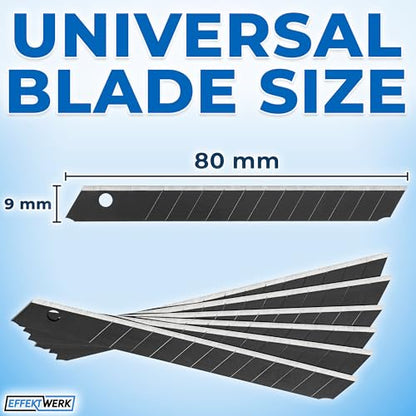 9mm Box Cutter Blades, Carbon Steel Snap Off Blade Refills, Black, 25 PK - style: 9mm
