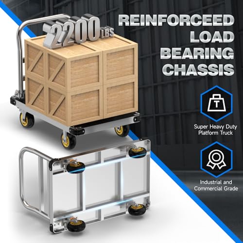 Heavy Duty Platform Truck 2200 lb, 36" x 24" Foldable Flatbed Cart - size: 36" x 24"