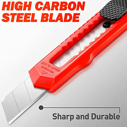 DIYSELF 14 Pack Box Cutter Retractable, Box Cutter Knife with 18mm Wide Utility Blades, Sharp Utility Knife Retractable, Box Cutters for Office, Home, Arts Crafts, Hobby, Cardboard, Paper - color: Red, size: 14 Pack
