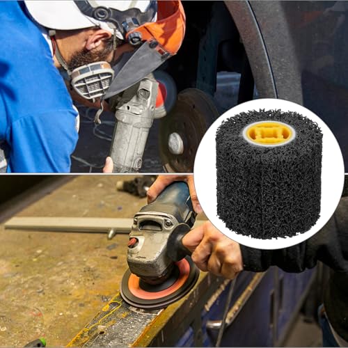 QWORK 4.5 x 4 Inch, 40 Grit Abrasive Wheel & 3/4 Inch Wire Polishing Drum, Versatile Paint