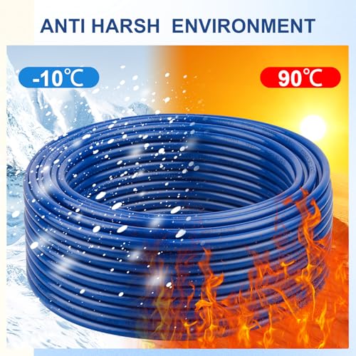 THHN Wire 4 Gauge 50 FT, 4 AWG Stranded OFC Copper Electrical Building Wire with Nylon Jacket PVC Insulation, Rated 600V for Residential, Industrial, CNC, Ground (4 Gauge, Blue) - color: Blue, size: 4 AWG 50FT