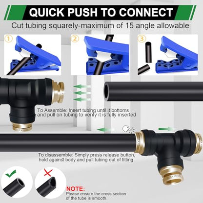 1/2" DOT Air Line Fittings Tee 3PCS,Quick Push To Connect Fittings - color: 1/2" * 1/2" * 1/2" 3PCS