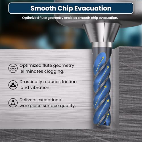 LU&MN Carbide Square End Mill, 4 Flute, 7/64", 5 Piece - size: 7/64 in