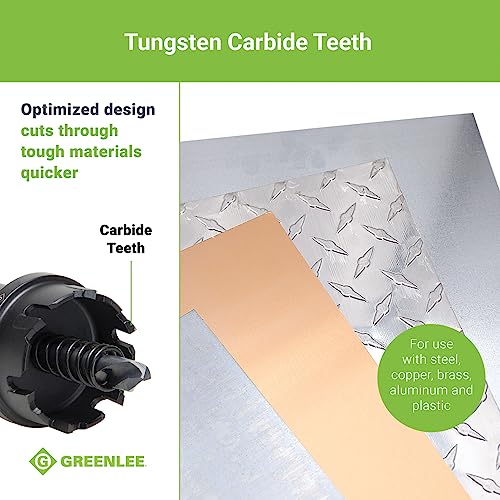 Greenlee 625-1-1/8 Durable One-Piece Carbide-Tipped Hole Cutter for 3/4" Conduit, 7/8" Stainless Steel Metal Cutting Hole Saw with Tungsten Carbide Teeth - size: 1-1/8-Inch