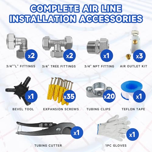 Compressed Air Line Kit, 3/4" x 100’&200‘&300‘ HDPE-Aluminum-HDPE Piping, Air Line Hose, Air Hose Kit with Air Compressor Accessories and Airline Tubing - size: 100ft