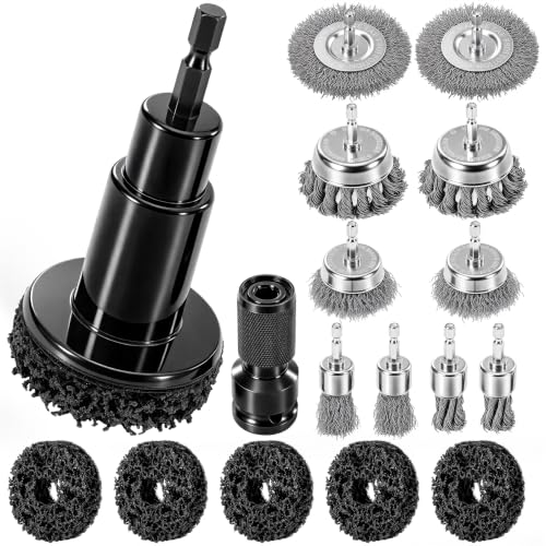 ACOCO 17pcs Wheel Hub Cleaning Tool and Wire Brush Set, 1/4" Hex Shank - color: 17pcs