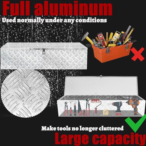 49x13x10 Inch Heavy Duty Pickup Storage Box Diamond Plate Portable Toolboxes Aluminum Underbody Truck Tool Box with Buckle Lock and Keys Suitable for Truck Bed Pickup RV Trailer - size: 49" L x13" W x10" H