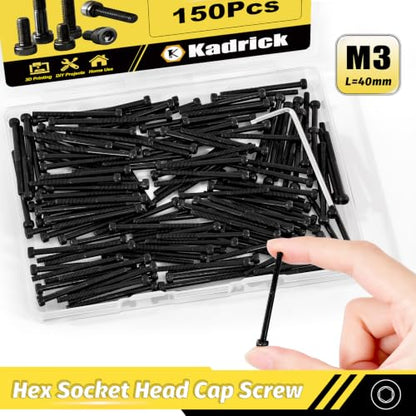 KADRICK 150PCS M3 x 40mm Hex Socket Head Cap Screws, Partially Threaded - size: M3x40MM 150PCS