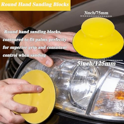 50pcs Sandpaper 8 Hole 5 inch Sanding Discs Hook and Loop 60/180/240/400/800/1200/2500/4000/7000/10000 Grits with Hand Sander for Automotive Metal Polishing