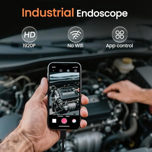 Endoscope Camera with Light, 1920P HD Borescope with Dimmable LED