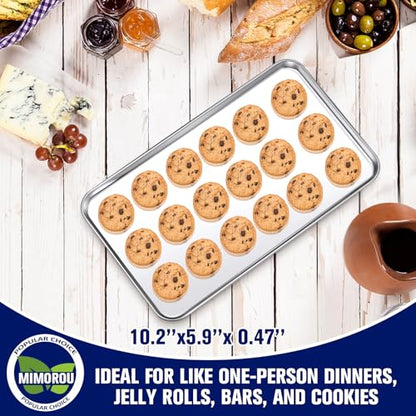 Mimorou 12 Pcs Stainless Steel Baking Sheet Cookie Pans, 10.2 x 5.9 Inch - size: 10.2 x 5.9 inches