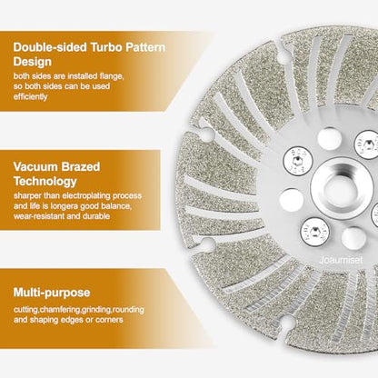 Angle Grinder Diamond Cutting Wheel - electroplated Diamond Blade for Metal, Steel, Concrete, Stone, Tile - 4 1/2, 5, 6 inch Wet/Dry Grinding Wheel (with Flange, 4) - color: With flange, size: 4