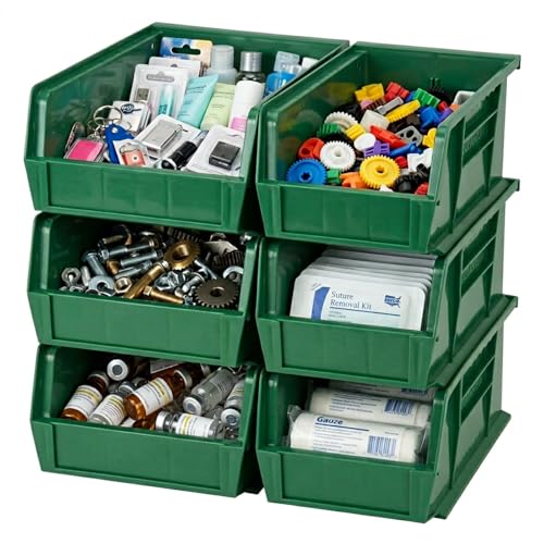 Quantum Storage QUS236 Ultra Stack and Hang Bins - 7-3/8" x 11" x 3" - 8 Pack - color: Green