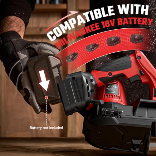 2-1/2" Cordless Band Saw Compatible with Milwaukee 18V Battery (Tool Only) - color: Red