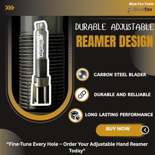 BLUEFOX Premium Adjustable Hand Reamer Set (9 Pieces) – Sizes H4 to H12 (15/32" to 1-3/16") with 6 Blades – High-Quality Precision Tool for Fine Adjustment - size: SET OF 9 PCS
