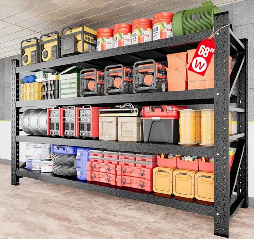 8000LBS Heavy Duty Garage Shelving Units,68" Wide & Deep Storage Shelves,Metal Garage Shelves,Large Storage Rack,Steel Shelf,Industrial Shelving for Shop,Warehouse,Basement,68" W x 24" D x 63.5" H - color: Matte Black, size: 68"Wx24"Dx63.5"H