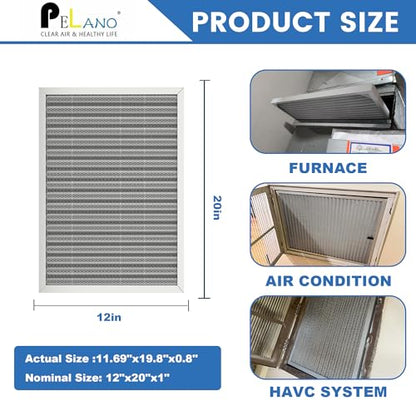 12x20x1 Reusable Air Filter, Electrostatic HVAC Air Filter, Lasts a Lifetime, Washable, Enjoy Fresher Air in Home and Office, MERV 8 (Actual Size:11.69x19.8x0.8Inch) - size: 20" x 12" x 1"