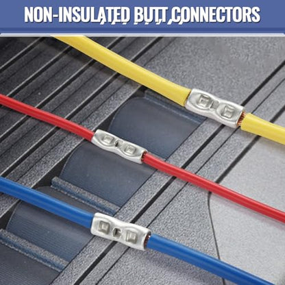 460PCS Non Insulated Butt Connectors Kit, Sopoby Butt Splice Connectors, 24-8 Gauge Uninsulated Wire Connectors of Tinned Red Copper, Electrical Crimp Terminals