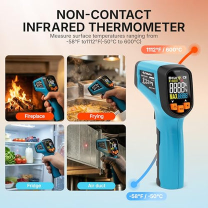 Tilswall Infrared Thermometer, Laser Temperature Gun -58°F~1112°F, Blue - color: Blue