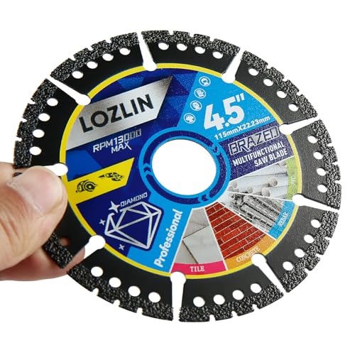 LOZLIN Diamond Blades for Angle Grinder, 4.5" Metal Cutting Blades, 3 Pack